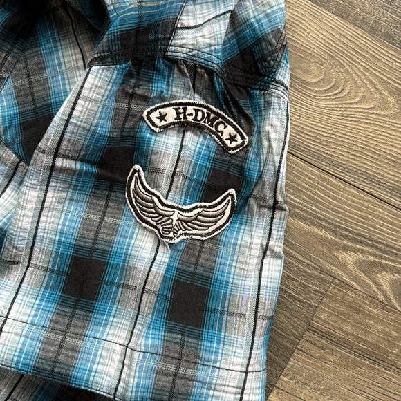 Harley Davidson men’s short sleeve snap front shirt Size extra large slim fit - Picture 6 of 9